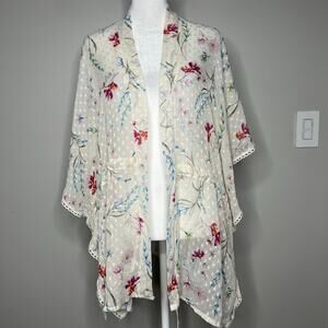 Women's Floral Sheer Kimono Wrap Shawl Cover-Up Coquette Boho Feminine Romantic
